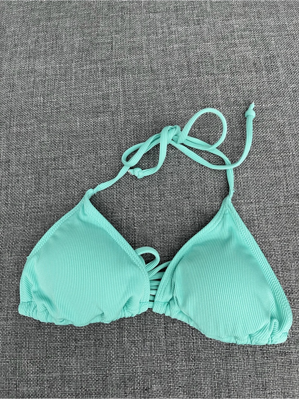 SHEIN Mint Ribbed Triangle Bikini Top
